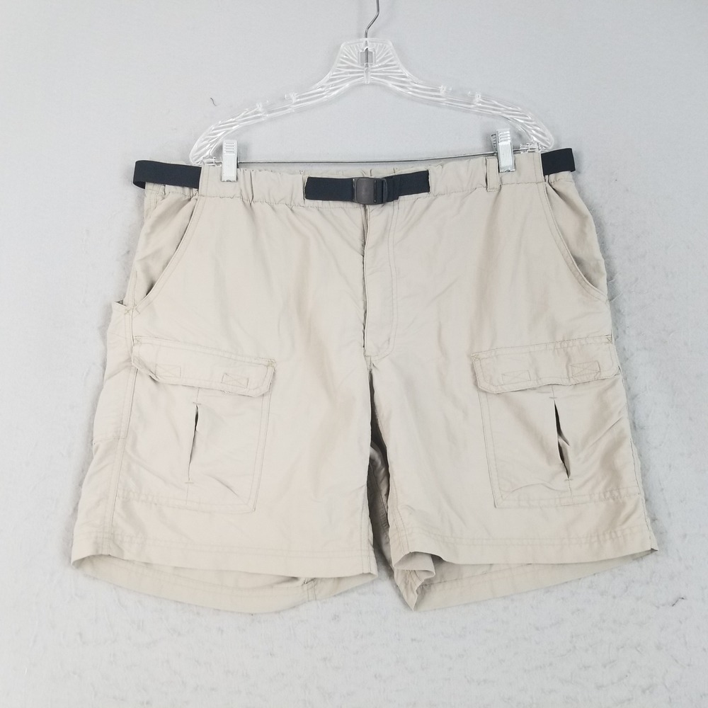 Royal Robbins Shorts Mens XL Tan Cargo Hiking Lightweight Nylon Belted Outdoor